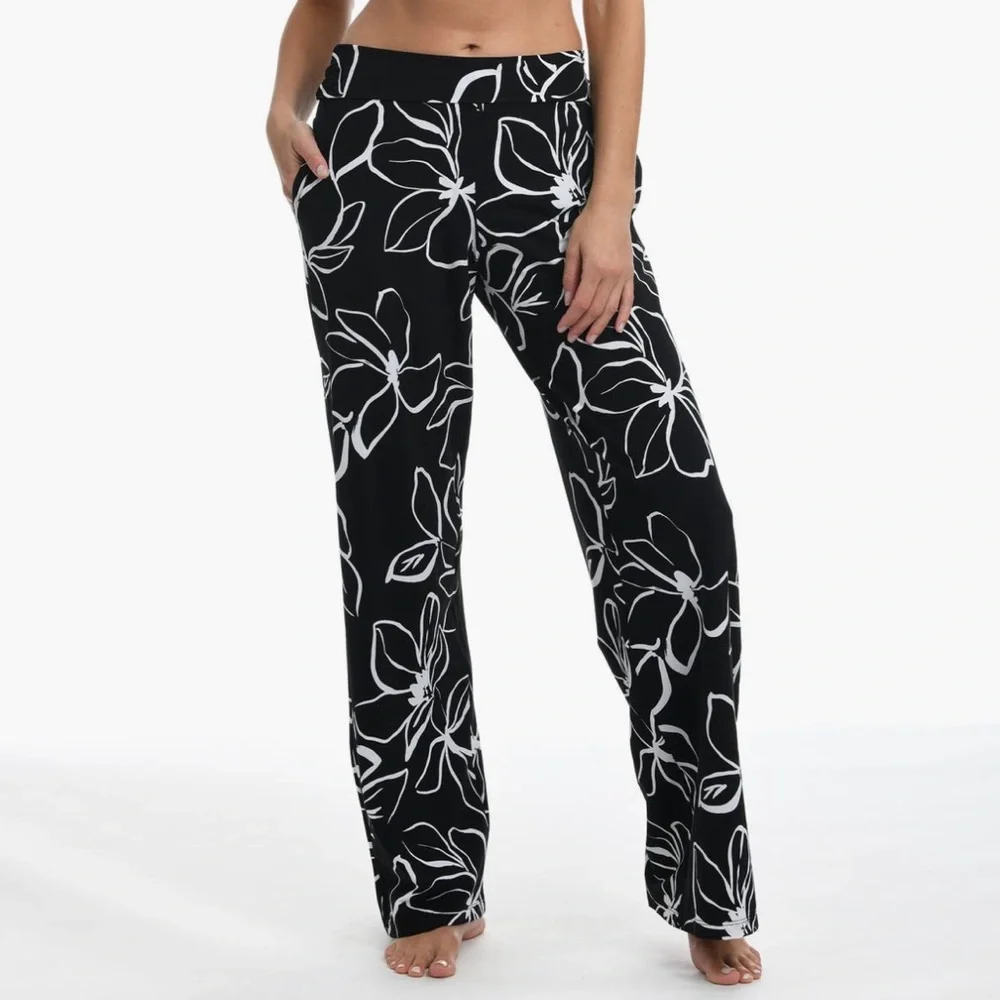 La Blanca Black and White Floral Wide-Leg Cover up pants